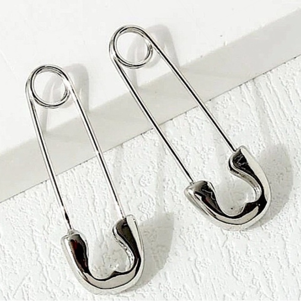 Gold Plated Safety Pin Earrings